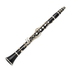 Elegant clarinet captured in high resolution, showcasing its intricate key work and polished body