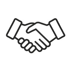 Handshake icon representing agreement partnership and collaboration in black outline on black background created with generated ai