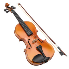 Fototapeta premium Elegant violin with bow casting graceful shadow on clean transparent backdrop for artistic use