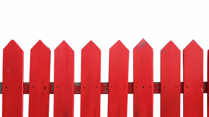 Fototapeta premium red wooden picket fence insulated on a white background