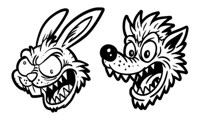 monster illustration mad rabbit wolf dog crab alien astronout laser angry crazy ride truck skate skateboard © Ruska Studio