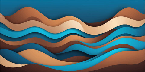 An abstract seamless pattern of blue ocean waves for a modern vector design backdrop or summer wallpaper texture