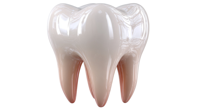 Realistic human tooth with enamel texture and detailed structure isolated on white background for dental study and medical illustration