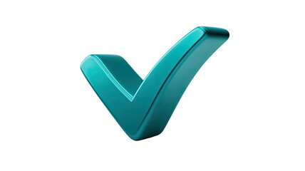 3D rendered green check mark symbol with glossy surface and smooth edges representing approval and confirmation isolated on white background