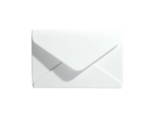 A simple, white envelope casting a shadow on a black background
