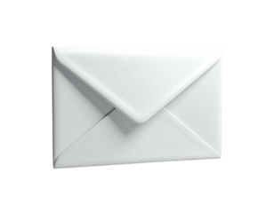 Simple, 3D-rendered closed white envelope with soft shadows against black