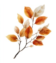 Watercolor autumnal branch with leaves