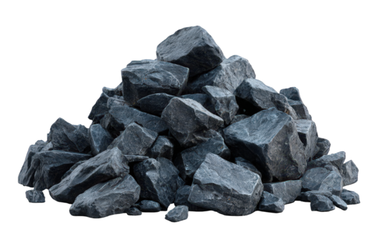 Pile of Metallic Silicon Pieces with Sparkly Surface on Transparent Background Close Up Macro Photography Dark Gray Stone Mineral with Silver Glimmer and Rough Texture Industrial Material Composition