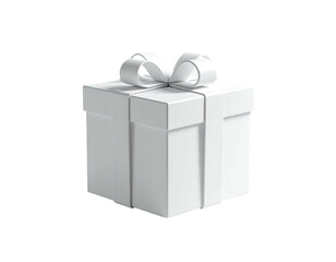 A white gift box with a matching bow sits against a dark background