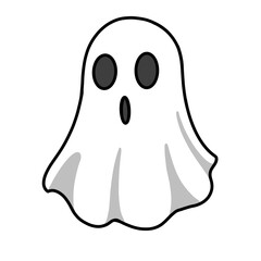 black and white ghost cartoon illustration