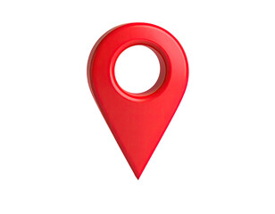 3D red pin icon with a rounded top and a sharp bottom, isolated on black