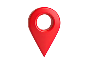 3D red pin icon with a rounded top and a sharp bottom, isolated on black