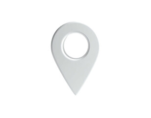 Glossy white location marker floating over a black background, 3D rendered