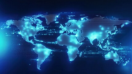 Digital World Map with Glowing Dots