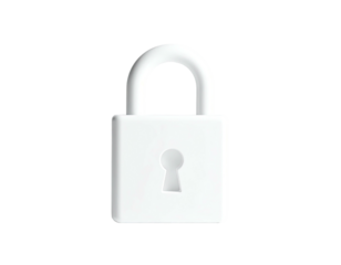 White padlock icon, isolated on black. Digital representation of security and access