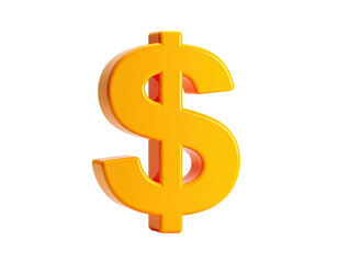 A shiny, 3D golden dollar sign floats against a stark black background