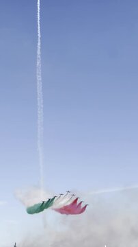 Frecce Tricolori Italian Air Force Jet Aerobatics Over Airfield Piacenza Italy