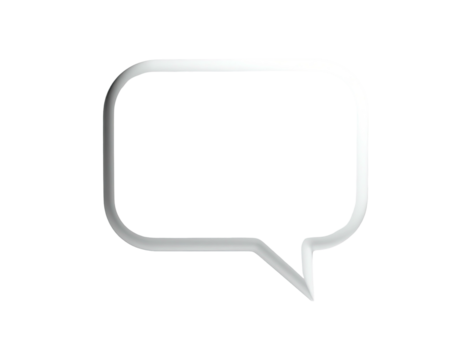 A silver speech bubble with a shadow against a stark black background - Powered by Adobe