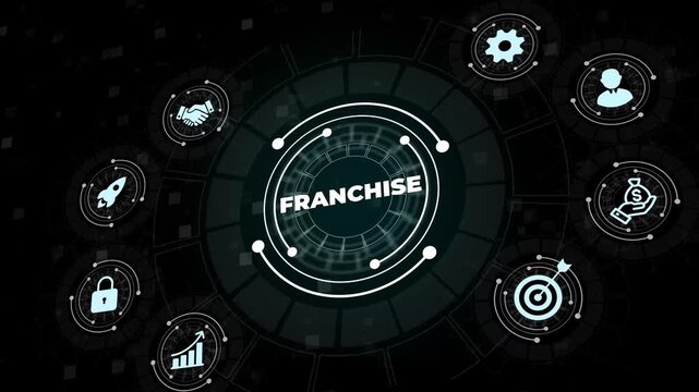 Franchise icon for goal to growth is investment planning financial and branch expansion and management plan bank loans or marketing franchising network business.