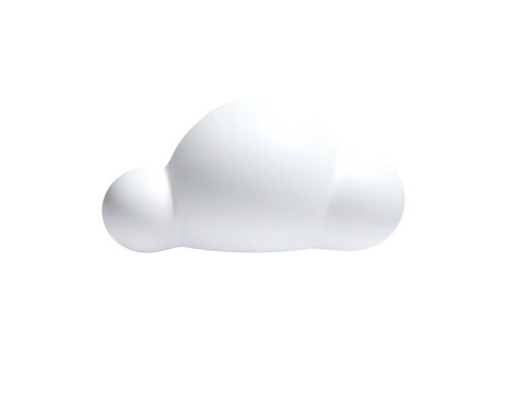 A minimalistic, three-dimensional white cloud floating against a black background - Powered by Adobe