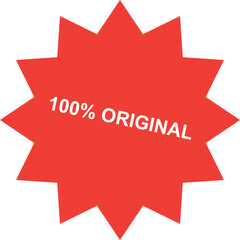  100 Percent Original Tag Graphic with Starburst Shape for Authenticity and Exclusive Product Design.