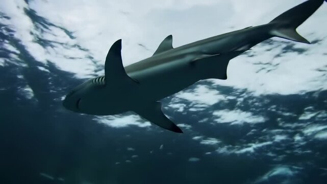 Shark swimming in ocean water underwater aquatic wildlife nature image