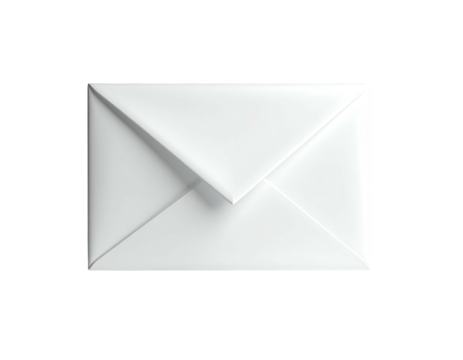 A pristine white envelope against a stark black background, closed and sealed