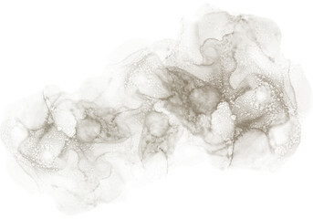 Abstract Brown Watercolor Ink Stain on Transparent backhround