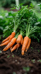 Freshly Harvested Carrots in a Home Garden During Sunny Afternoon