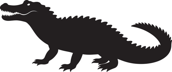  Wild Crocodile Silhouette Vector Illustration
