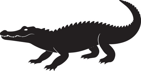 Naklejka premium Wild Crocodile Silhouette Vector Illustration