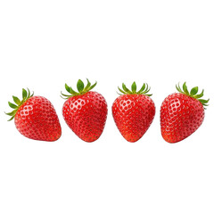Fresh Strawberries Isolated Transparent Background Red Fruits Still Life Delicious Berry Sweet Juicy Food Group Vitamin Healthy Vegan Diet Raw Dessert