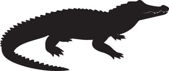  Wild Crocodile Silhouette Vector Illustration