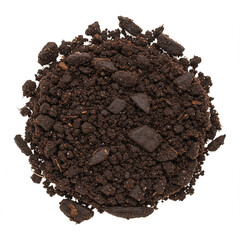 Detailed Photorealistic Peat Soil Isolated on White Background in 8K Resolution.