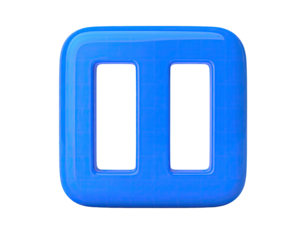 Glossy blue, rounded-square graphic with two vertical rectangles inside