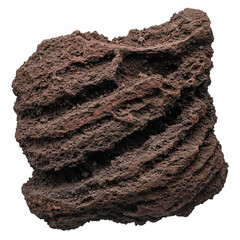 Detailed Photorealistic Volcanic Soil Sample Isolated on White Background. 