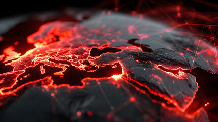 Europe network connections 3d rendered