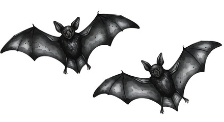 Two dark bats illustration on a white background vector design element