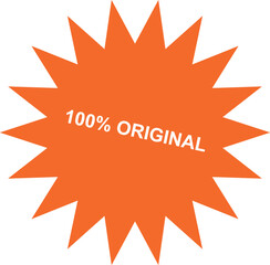 Bright Orange Burst with 100 Percent Original Text and Cute Delivery Truck Icon for Sales and Promote