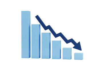Isolated graph of decreasing sales shows economic problems or financial losses decline