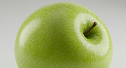Green Apple on White Background Fresh Juicy Fruit for Healthy Eating