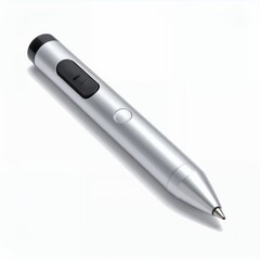 Sleek stylus pen with silver finish showcases innovation and modern digital creation on white