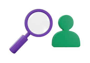 Isolated User Search Icon, Magnifying Glass for People, Business Resources and Job Hunting