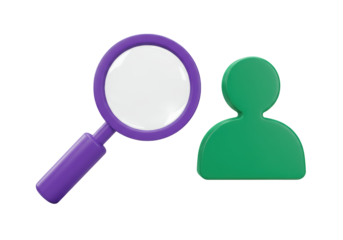 Isolated User Search Icon, Magnifying Glass for People, Business Resources and Job Hunting