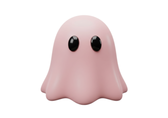 Isolated Pastel Pink Ghost Shape for Halloween Holiday Cute Design Fun 3D Rendering