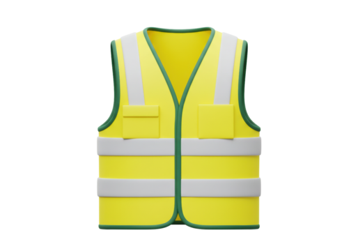 Isolated fluorescent yellow safety vest apparel for protection worn for work detail design