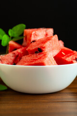 Appetizing watermelon pieces are ready for a light snack
