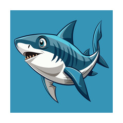Fototapeta premium Playful Cartoon Shark with Wide Mouth and Blue Eyes