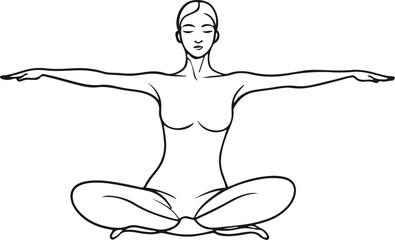 Minimalist smooth line art of a person doing pilates pose