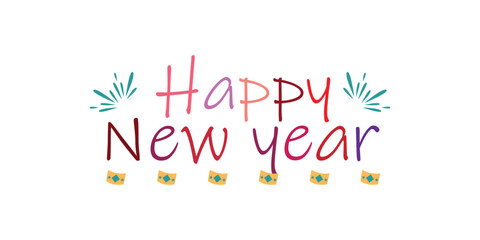 Happy New Year Vector Template Design, 